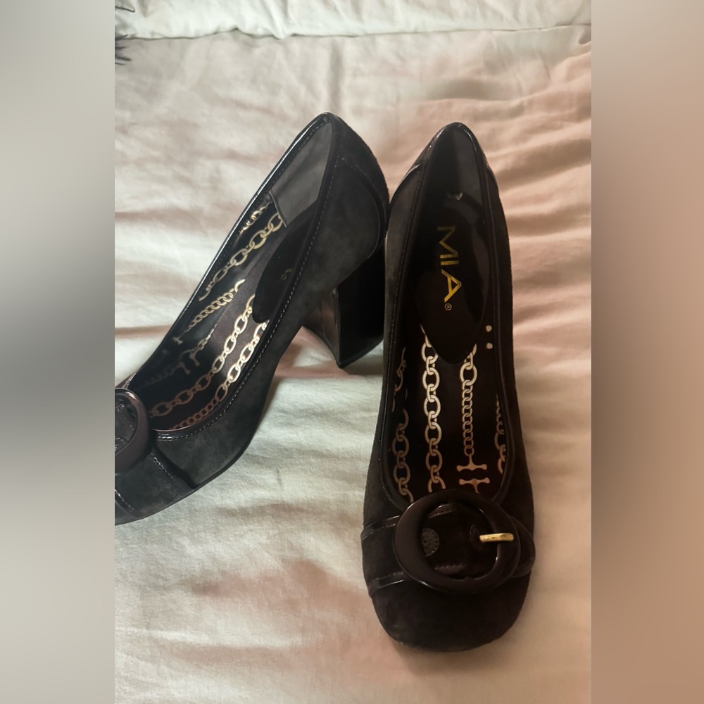 Vintage MIA  Suede Heels with Buckle Detail